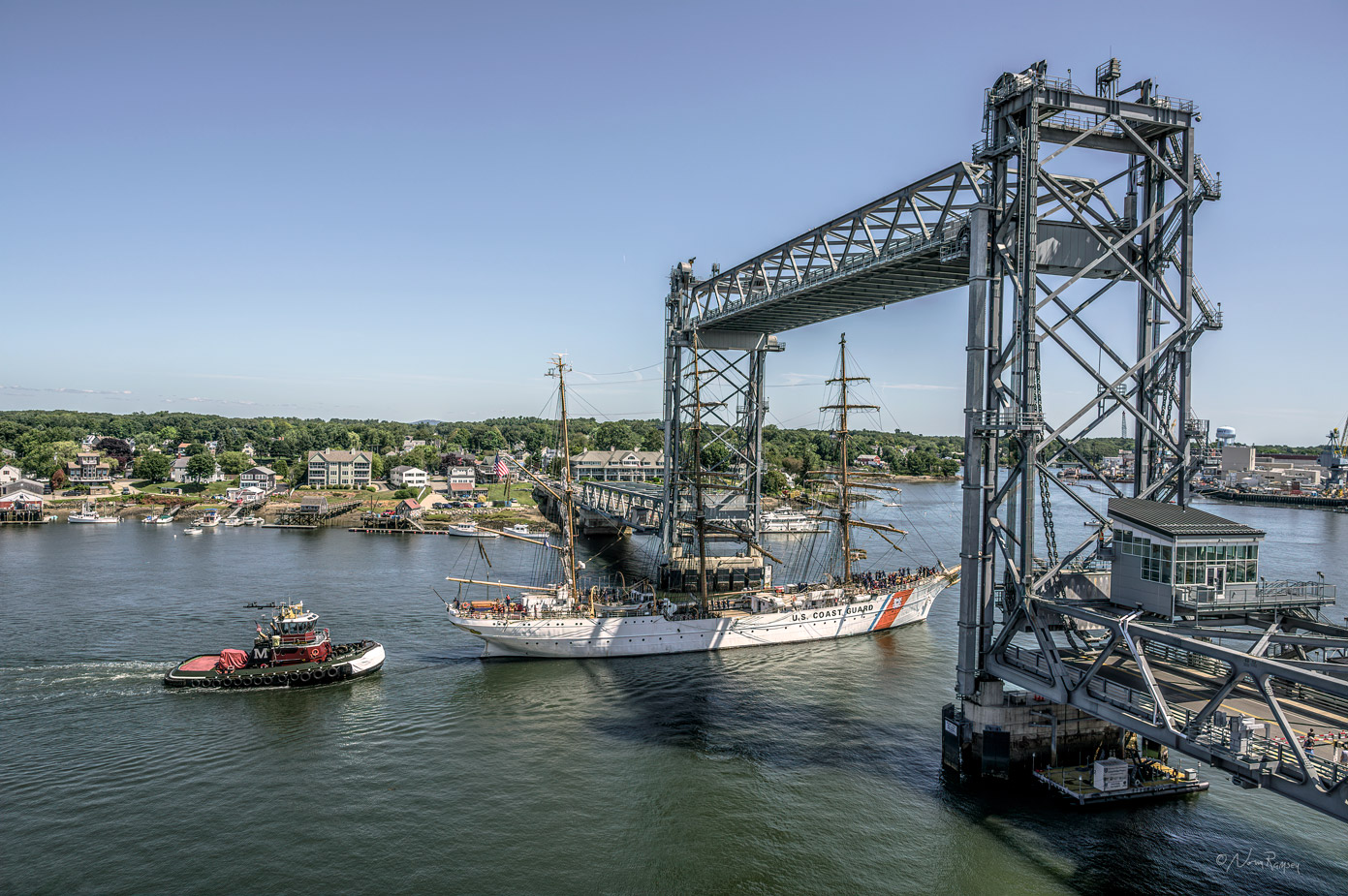 USCG Eagle passing under Memorial Bridge during the Parade of Sail